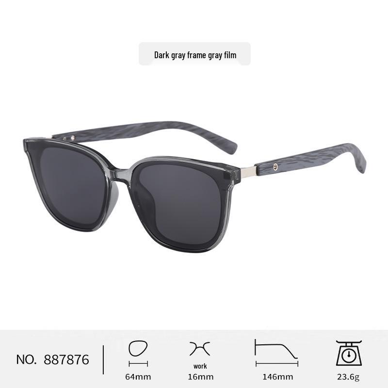 Stylish Large Frame Retro Sunglasses, UV Protection, Polarized Wood Grain Design for Men & Women, Slimming Effect for Broader Faces.