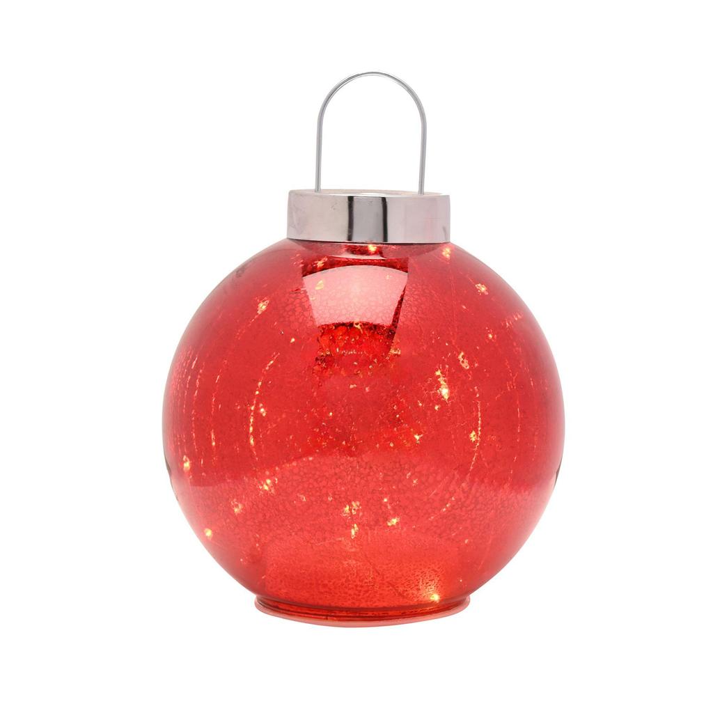 Red Mercury Glass LED Fairy Light Bauble Ornament - 20cm