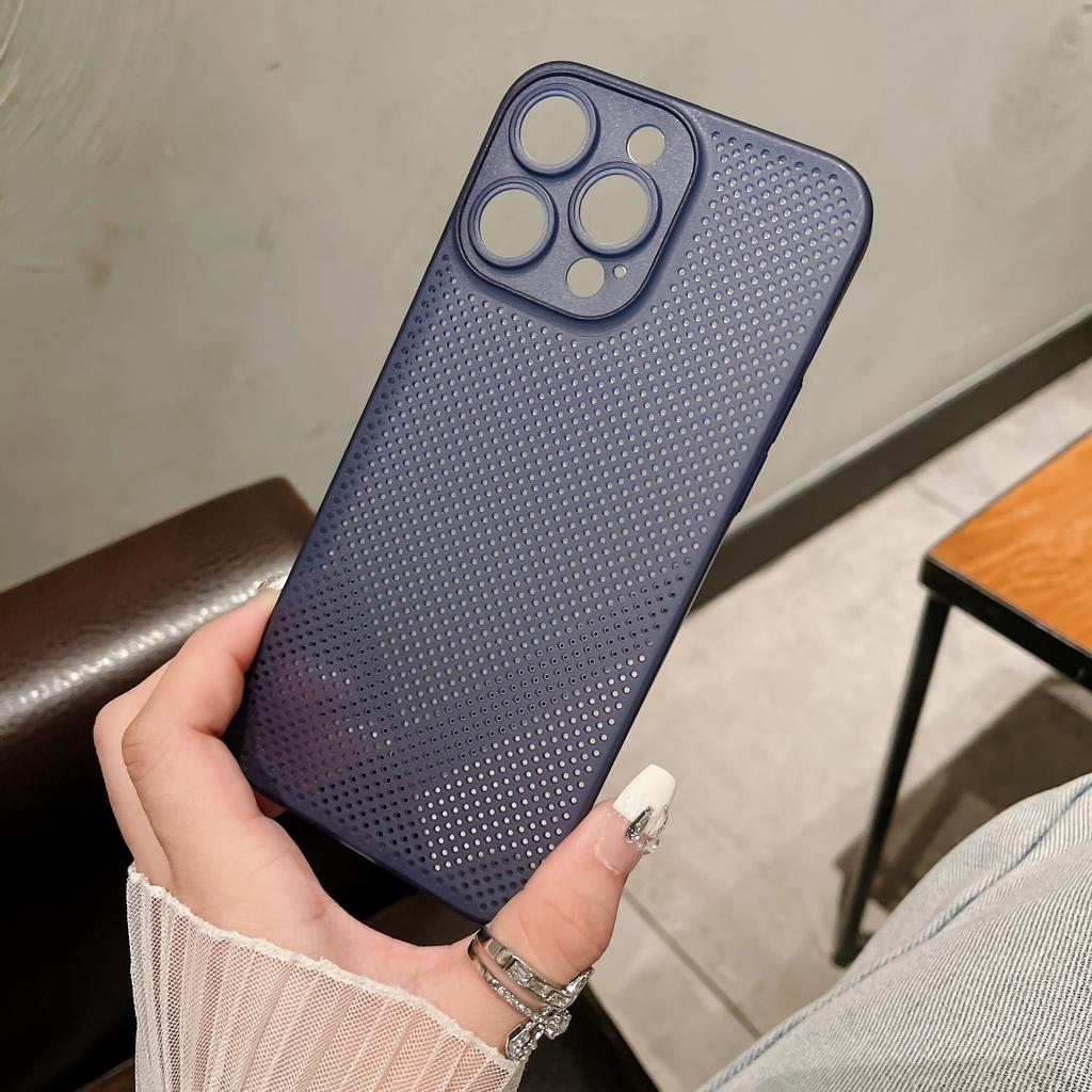 Luxusní prodyšné chladící pouzdro pro odvod tepla pro iPhone 15 14 13 12 11 Pro Max Mesh Hollow Ultra tenký obyčejný barevný kryt