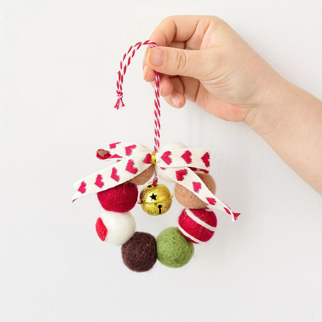 1pc Christmas Decoration,Mini Wool Ball Bell Garland Pendant for Christmas Tree,Christmas,Garland Vine Decoration,Home Decorat
