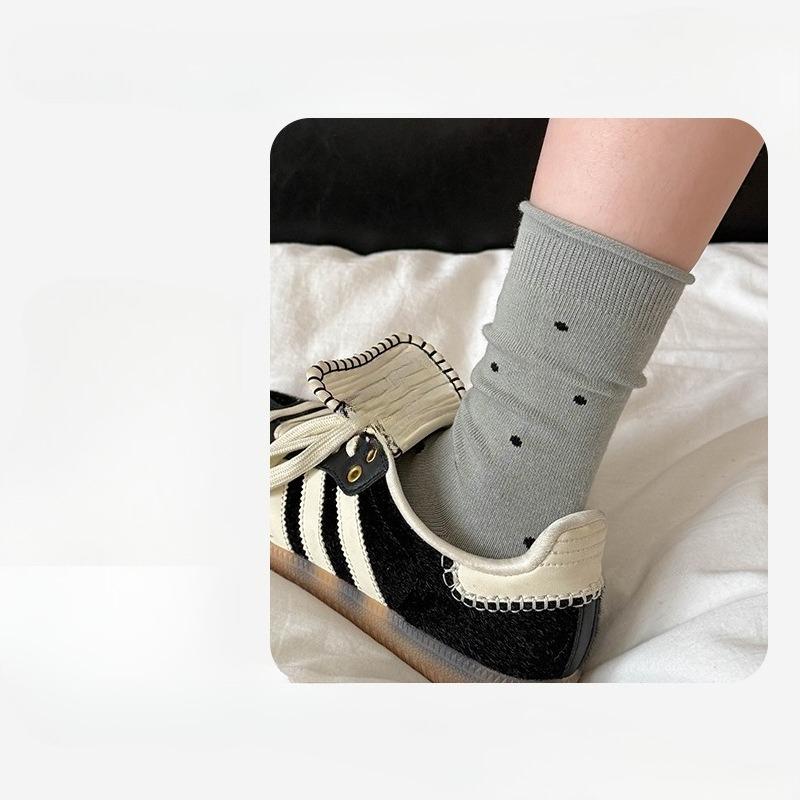 Women's Autumn and Winter New Polka Dot Curled College Wind Tube Pile Cotton Socks