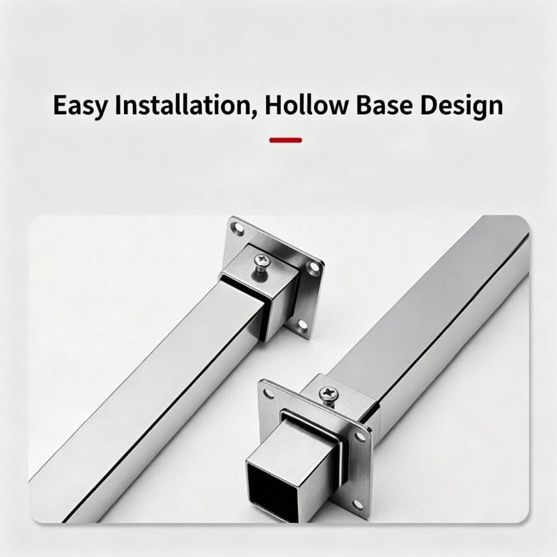 Flange di Montaggio Quadrate Moderne in Acciaio Inossidabile con Base Spessa per Organizzatori per Armadi e Scaffali Espositivi