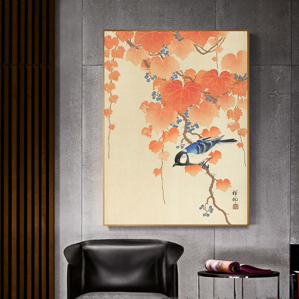 Bird On Branch Painting Vintage Japanese Wall Art Canvas Print Poster Spring Nature Picture for Living Room Home Decor Cuadros
