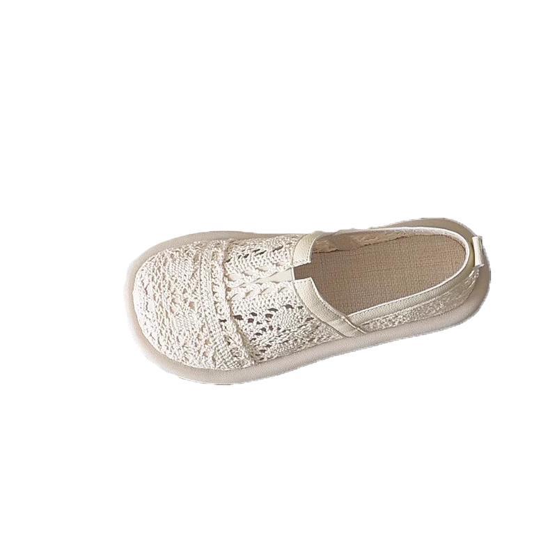 New Summer Hollow Breathable Mesh Ladies Shoes Literary Retro Flat Women's Sandals Footwear Comfort Fashion Baotou Women's Shoes