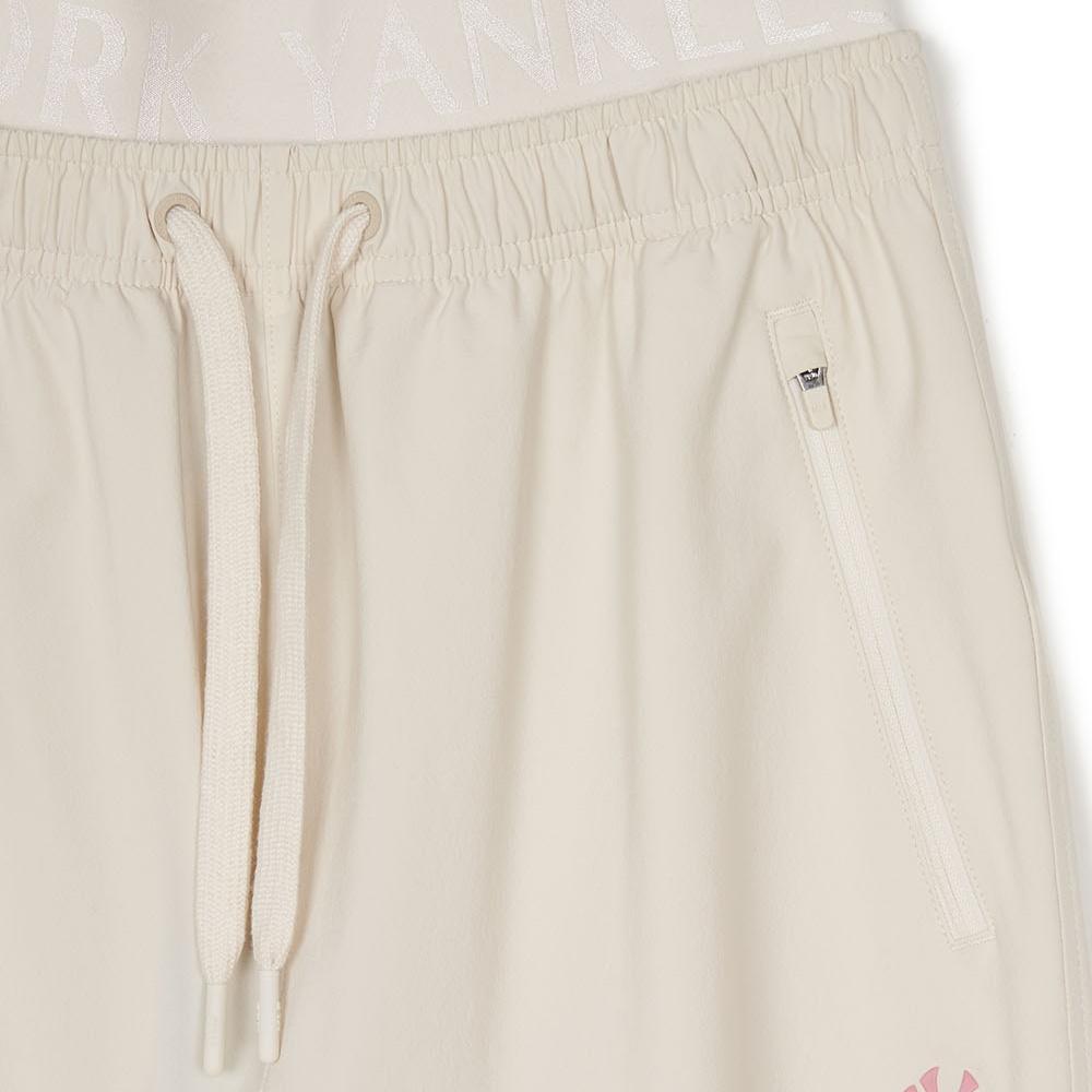 MLB Solid Color Lace-Up Loose Knit Sports Pants Women Bottoms Light-Cream 3FWPV0344-50CRD