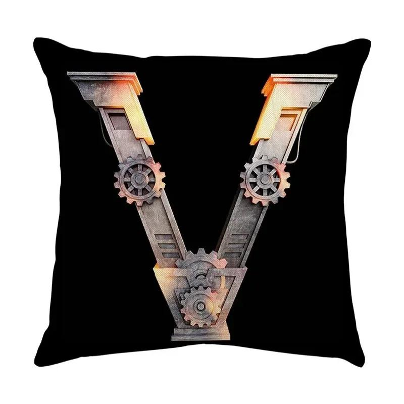 Luxury Home Decor Pillow Cover Car Living Room Sofa Cushion Cover Mechanical Style Letter Pattern Cushion Cover