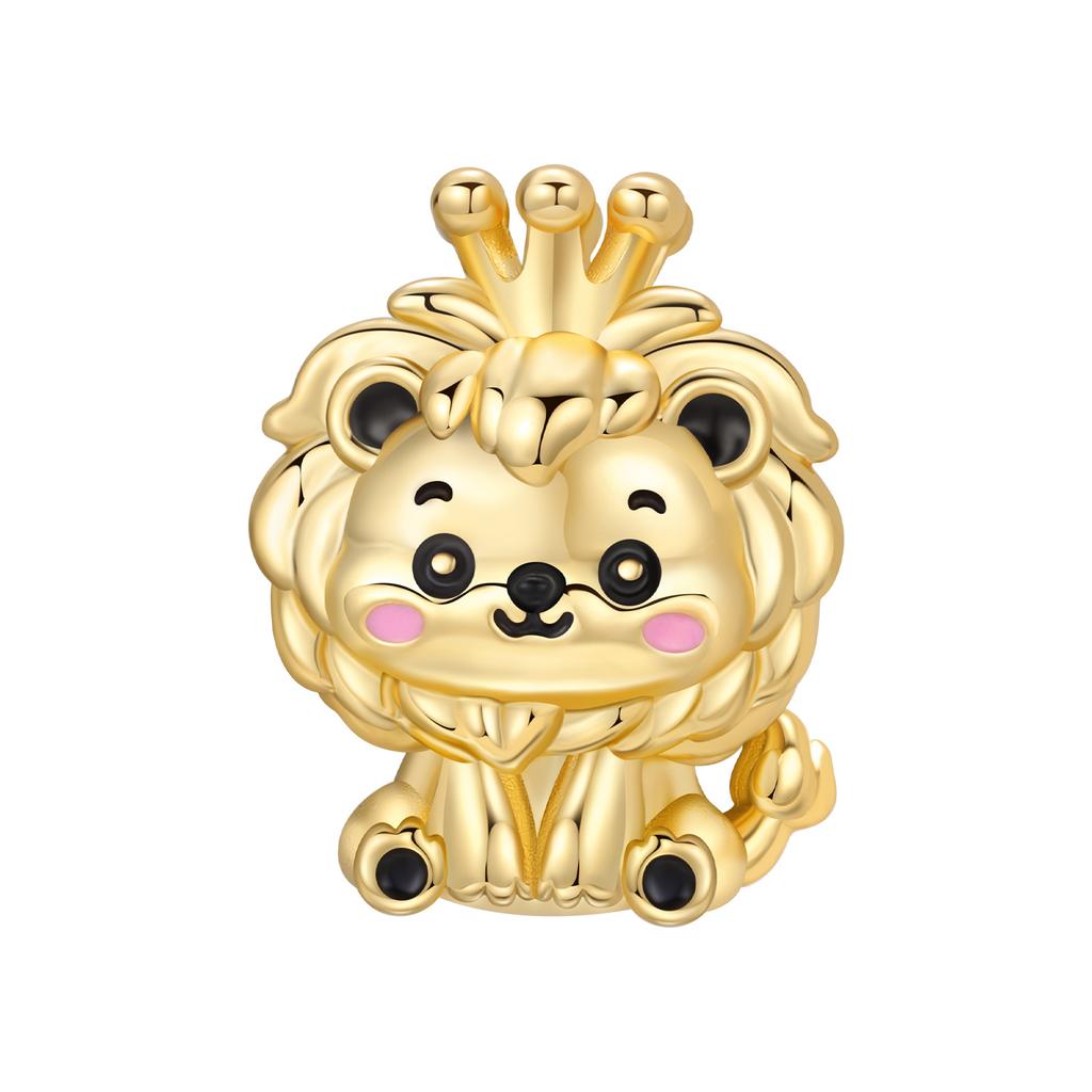 Orstarry S925 Silver Charm Cute Animal Lion Tiger Leopard Pendant Gold-plated For Bracelet DIY Jewelry Making Gift