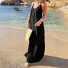 Women's Backless Strapless Dresses, Backless Loungewear Dress, Sleeveless, House Dress, Long Dress With Back Bow