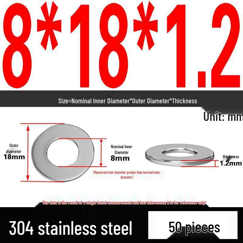 Thickened 304 Stainless Steel Flat Washer Spacer (M2-M36)