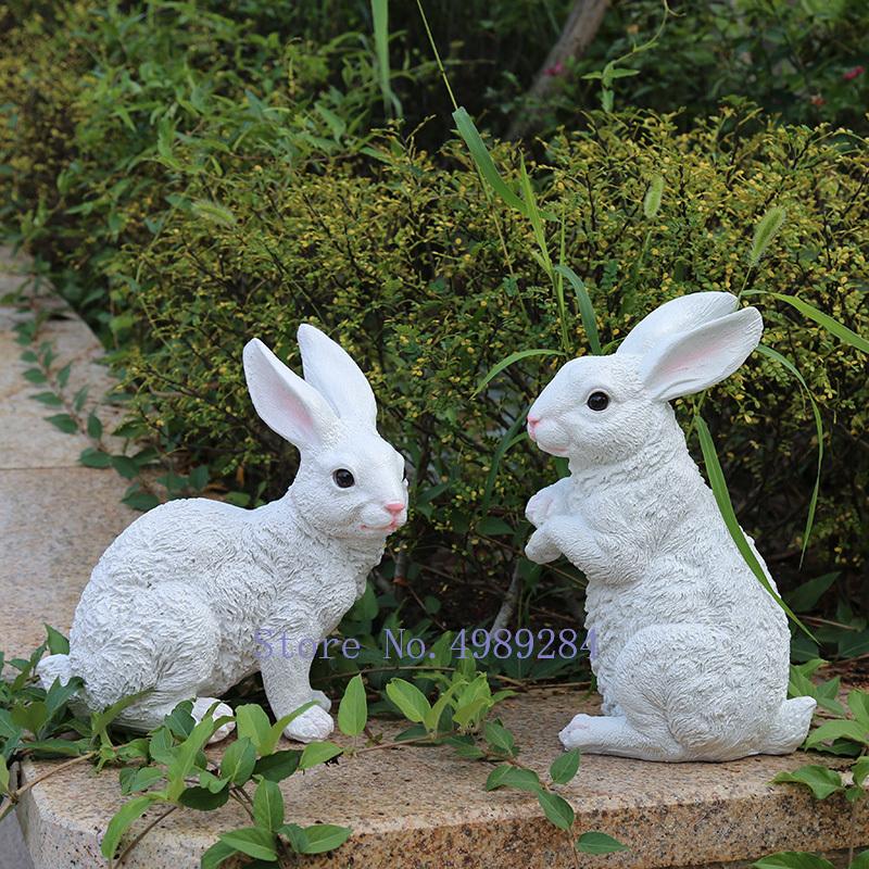 Kreatives Harz hübscher Hase Gartendekoration Terrasse Außen Handwerksskulptur Tiernachbildung Dekorationsornamente Miniatur