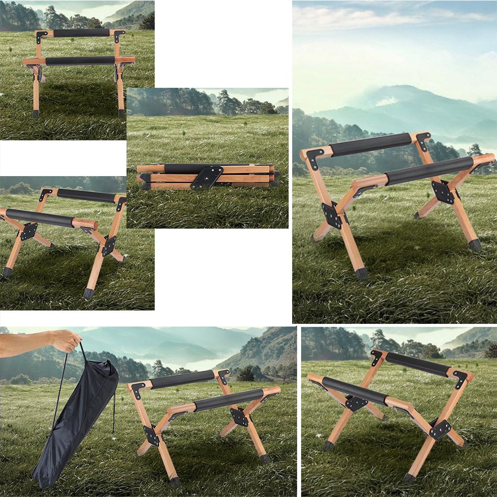 Outdoor Wooden Cooler Stand Folding Ice Bucket Rack Large Capacity Wood Mount for Camping Barbecue