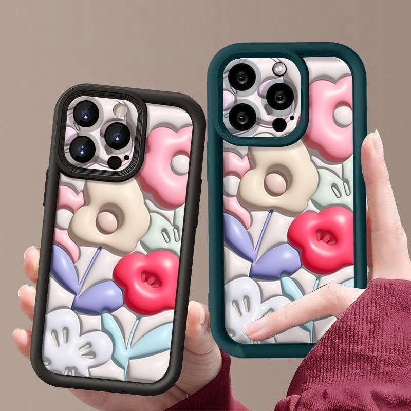 Blumenhülle für iPhone 16 Pro Max Stoßfeste TPU Weiche Silikonabdeckung Coque für iPhone 15 Pro Max 14 13 12 11 Handyhülle