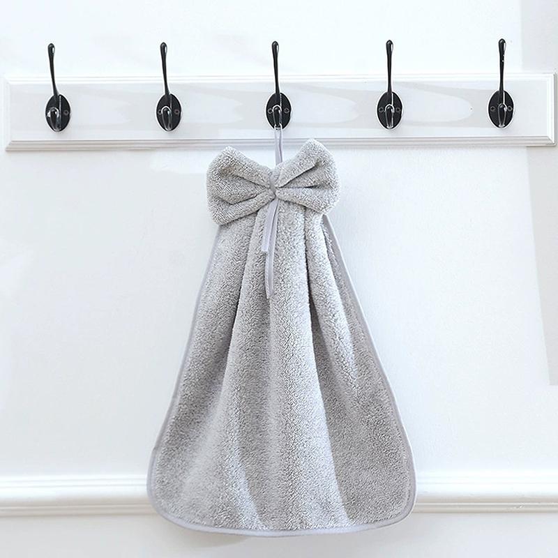 Mutfak Banyo İçin Fiyonklu El Havluları Mercan Kadife Mikrofiber Yumuşak Hızlı Kuruyan Emici Temizlik Bezleri Ev Sauna Havlu