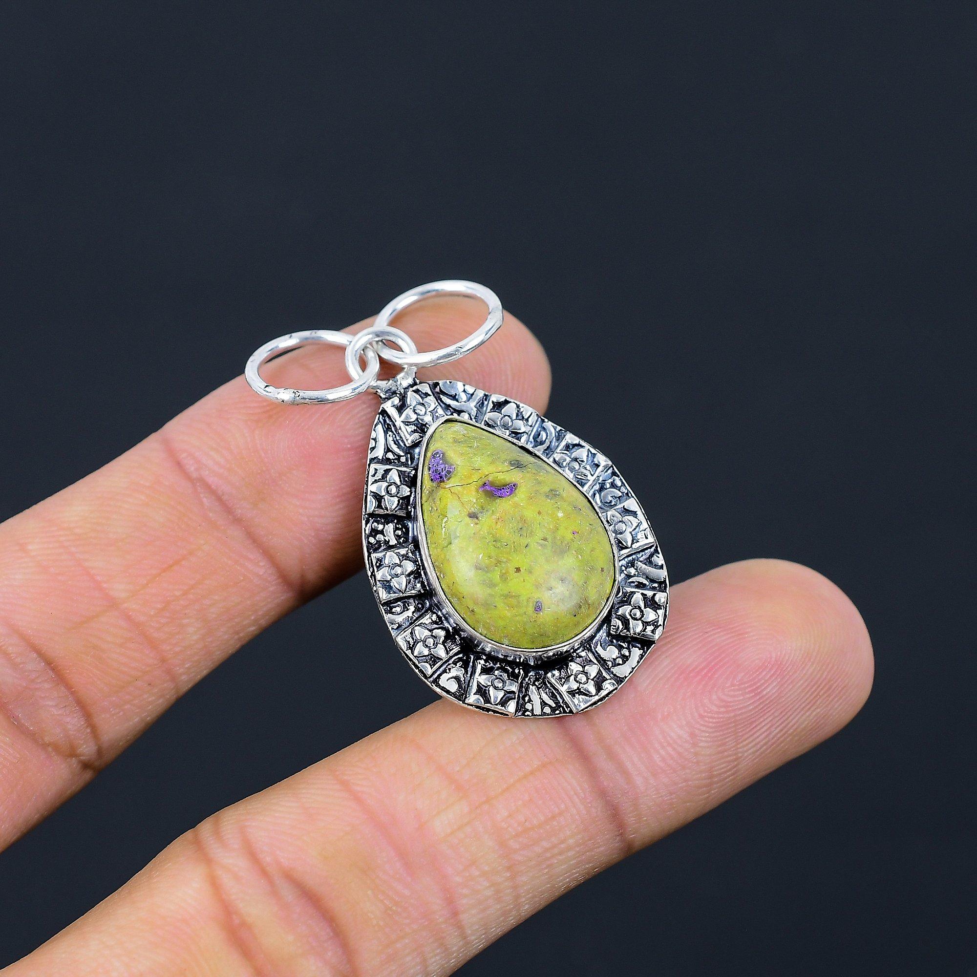 

Memorial Day Deal 925 Silver Atlantisite Gemstone Bezel Birthday Wife Pendant