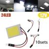 10 Sets of Car Reading Lights Led Ceiling Lights Cob 18 24 36 48Smd T10 Sj Universal Flat Panel Lights Car Interior Panel Led Lights White Bulbs