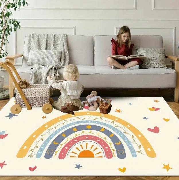 Bunte Regenbogen-Bodenmatten Geeignet für Kinderzimmer Weiche Matten Sternmuster Perfekt für Kindertagesstätten oder Spielzimmer Heimdekoration
