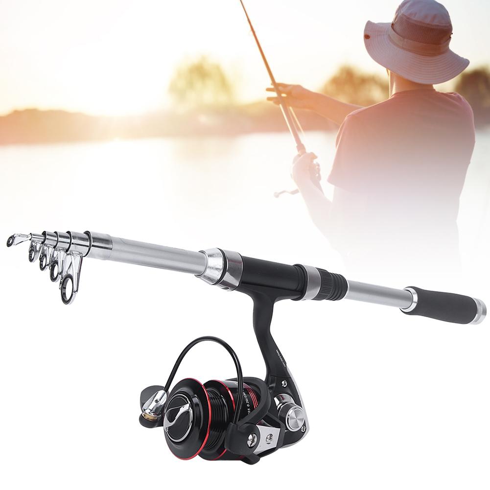Tragbares Angelruten-Set Teleskopische Angelrute Rollen-Kombos Kit Zubehör für Outdoor-Angeln