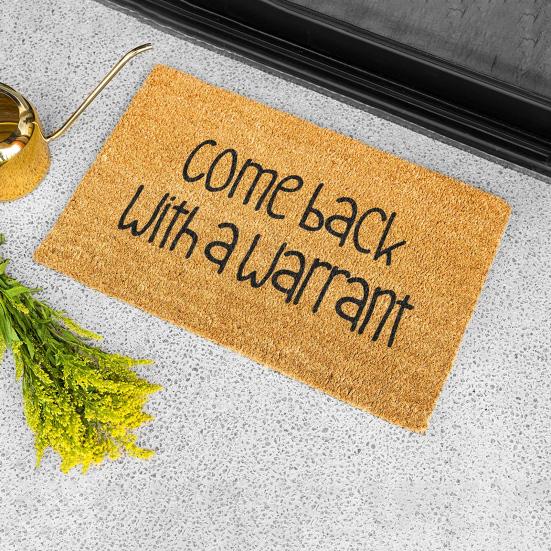 Funny Entrance Rug Come Back with A Warrant Doormat Rustic Anti-slip Floor Mat for Home Farmhouse Front Door Entryway Decoration