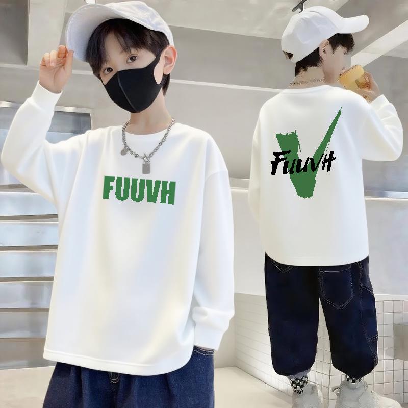 

100% Pure Cotton Boys Long-Sleeve Round Neck Casual T-Shirt for Autumn 120cm (40-50kg)