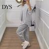Ninth Pants Set 2 Pcs/Set Women Sweatshirt Round Neck Long Sleeves Top Elastic Spring Sport Outfit Waist Wide Leg Sweatpants Autumn Casual Commuting
