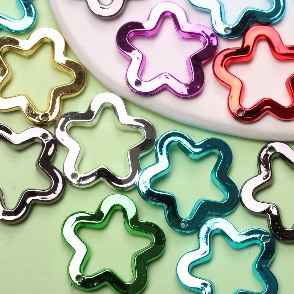 Loose Beads 10Pcs Star Pendant 30mm Imitation Metal Acrylic DIY Jewelry Accessories for Necklace Earrings Making Fashion