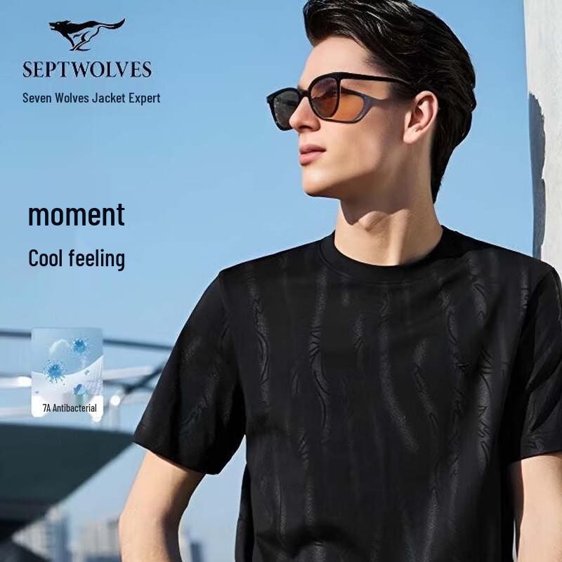 

SEPTWOLVES Men s Tie-Dye Stripe Crew Neck T-Shirt L