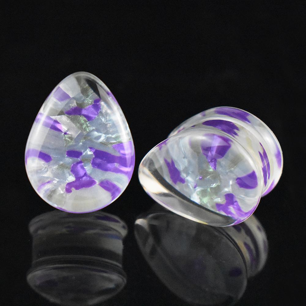 

8-50 мм 1 пара сексуальных леопардовых тоннелей и плагов каплевидной формы с двойным расширением для пирсинга ушей, расширители, тоннели для растяжки 30mm фиолетовый