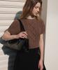DEHEVE Half Sleeve Cable Knit [Brown]