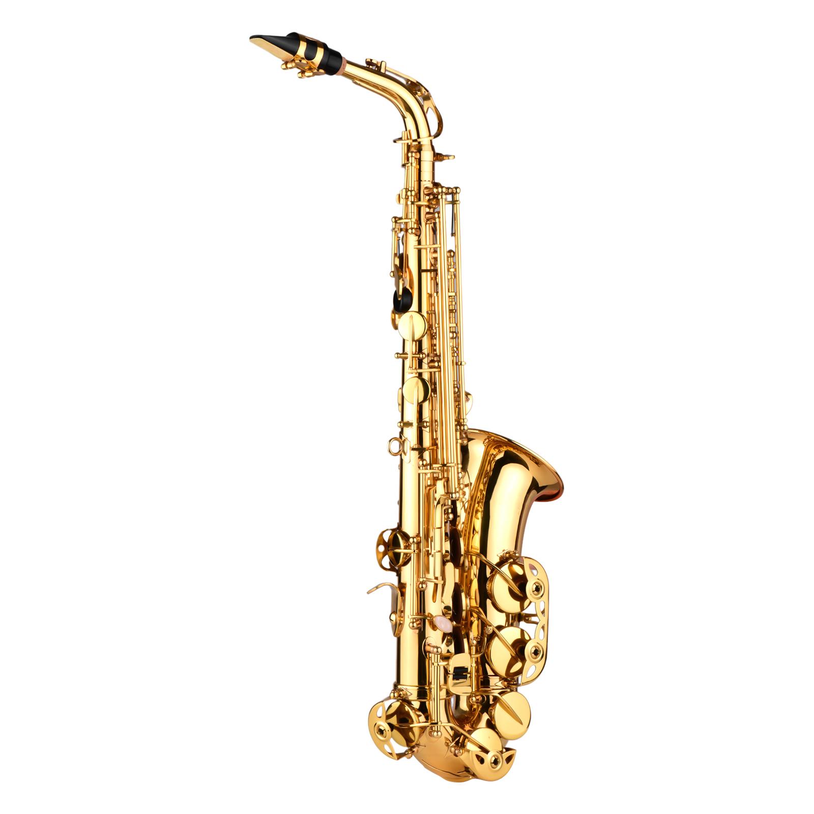 

AS200 Alto Saxophone Brass Lacquered Alto Sax Wind Instrument with Carry Case Gloves Straps Cleaning Cloth Brush