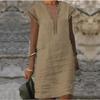Casual V-neck Lace Patchwork Solid Color Dress