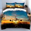 Airplane Sunset Art Decor Set Soft Comfortable Duvet Cover Bedding Set Included 1*Duvet Cover & 2*Pillowcases, Gift