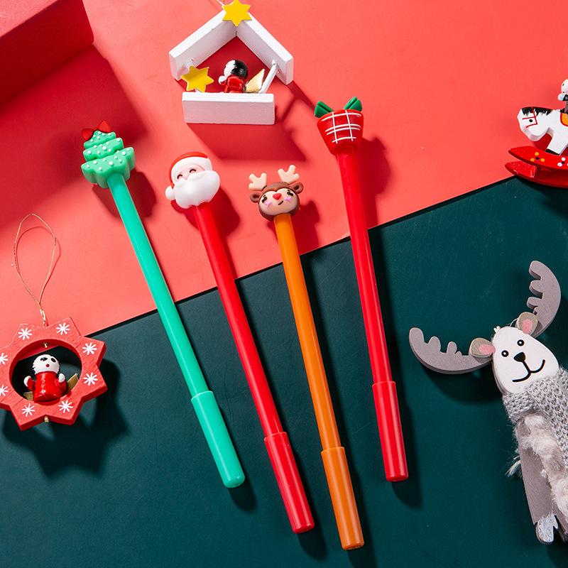 8/20 PCS Merry Christmas Water-based Pen Santa Claus Reindeer Tree Design 0.5mm Black Smooth Writing for Kids Students Office Supplies Back To School