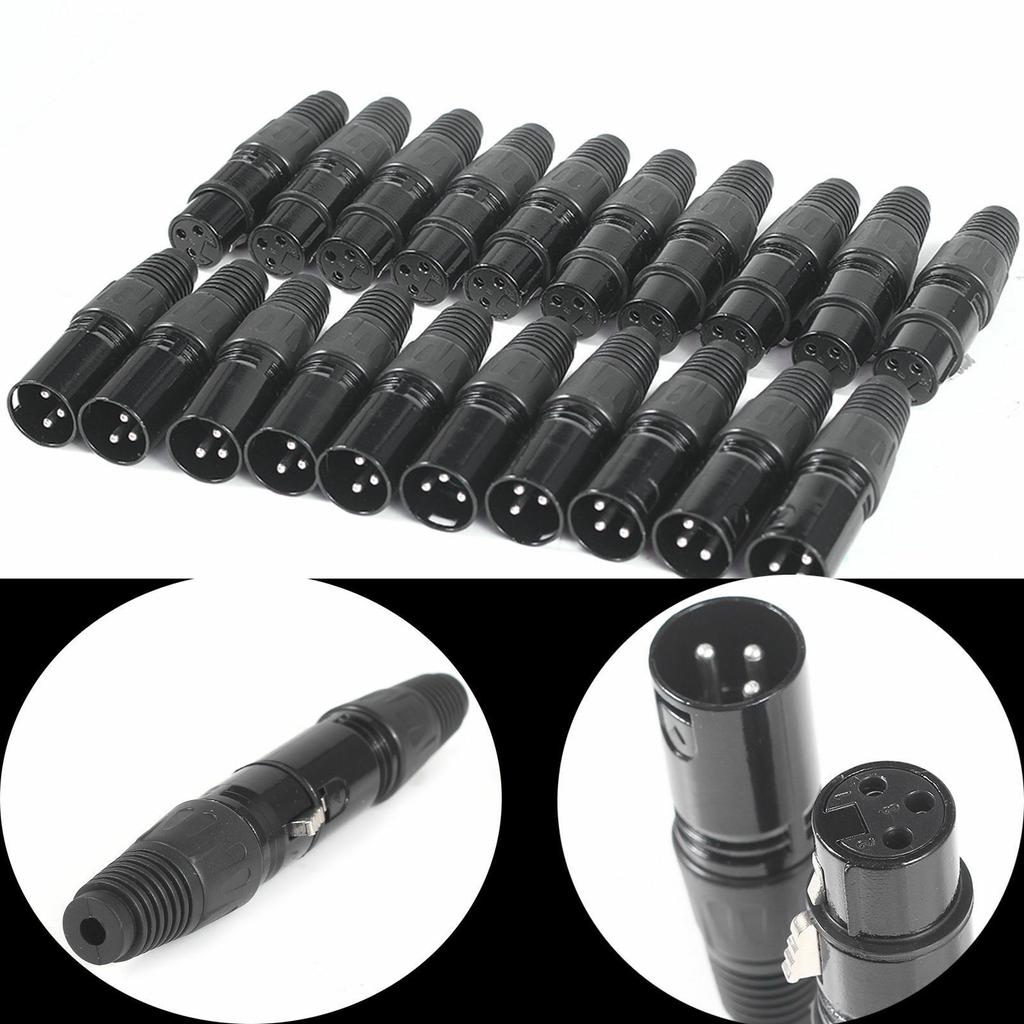 XLR 3 Pin Male and Female Microphone Cable Connectors 10Pair Designed for DMX and MIC Snake Cable Applications