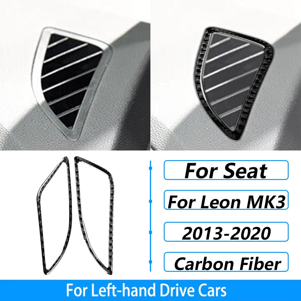 For Seat Leon MK3 2013-2020 Carbon Fiber Central Navigation Radio CD AC Door Gear Shift Panel Trim Set Car Accessories Sticker