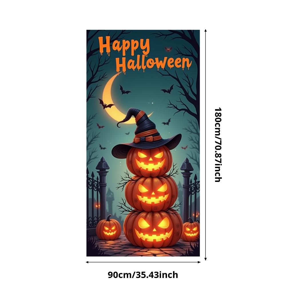 Pumpkin Decoration Spooky Jack-o'-Lantern Banner Holiday Banner Dark Color Scheme Spooky Banner For Spooky Event Night Event