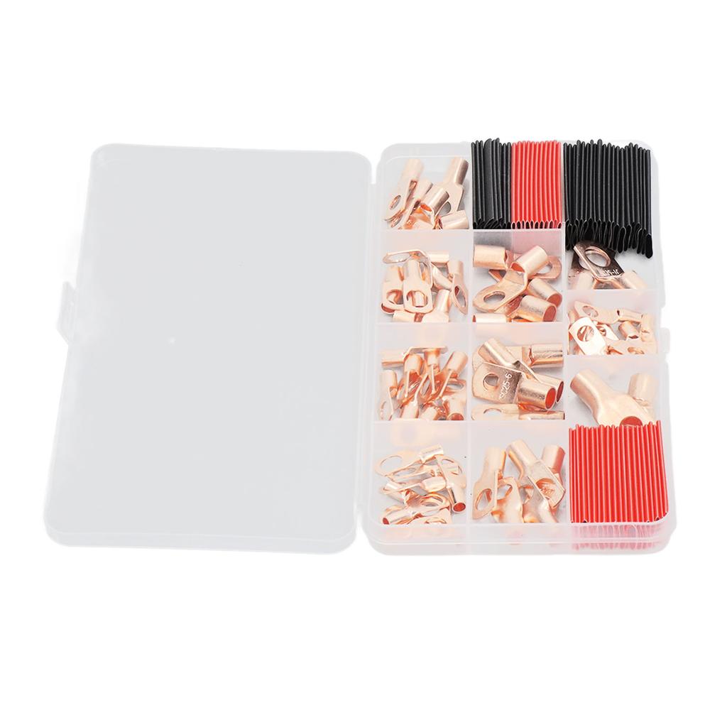120Pcs Copper Wire Lugs Heat Shrink Kit High Temperature Resistant Tubing Ring Terminal Connectors