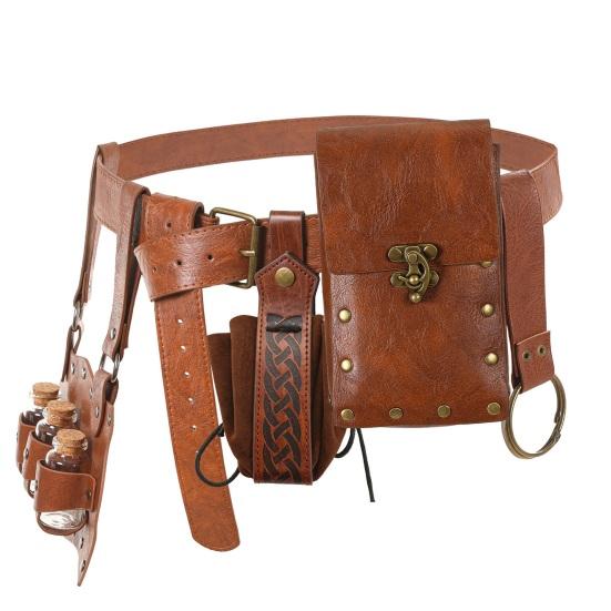 1 Set Renaissance Belt Pouch Retro Coin Purse Skirt Hike Faux Leather Medieval Fanny Pack with Adjustable Waist Strap Casual Waist Bag for Cosplay