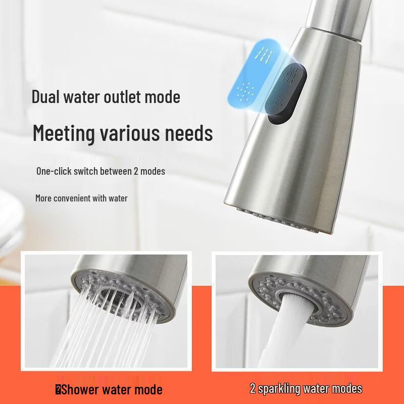 Black Brushed Stainless Steel Pull-Out Kitchen Faucet