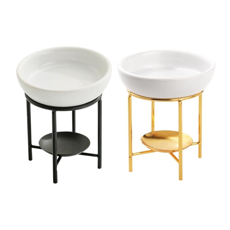 Elegant Ceramics Essential Oil Burners Metal Tealight Holder Rack Aromatherapies Diffuser for Home Decors and Relaxation