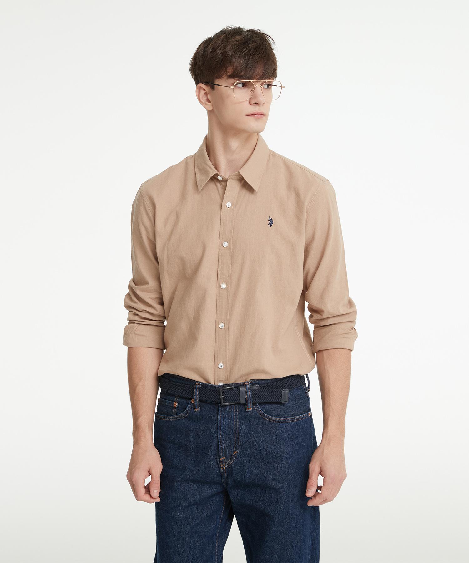 Рубашка US Polo Assn Cotton Classic_Светло-бежевая Light Beige/105