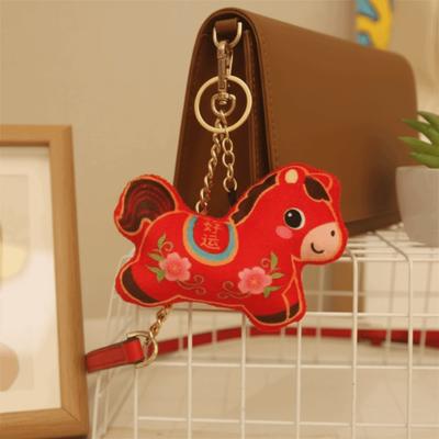 Cartoon Horse Year Key Ring Animal Pony Plush Pendant Horse Plush Keychain  Keychain Accessory