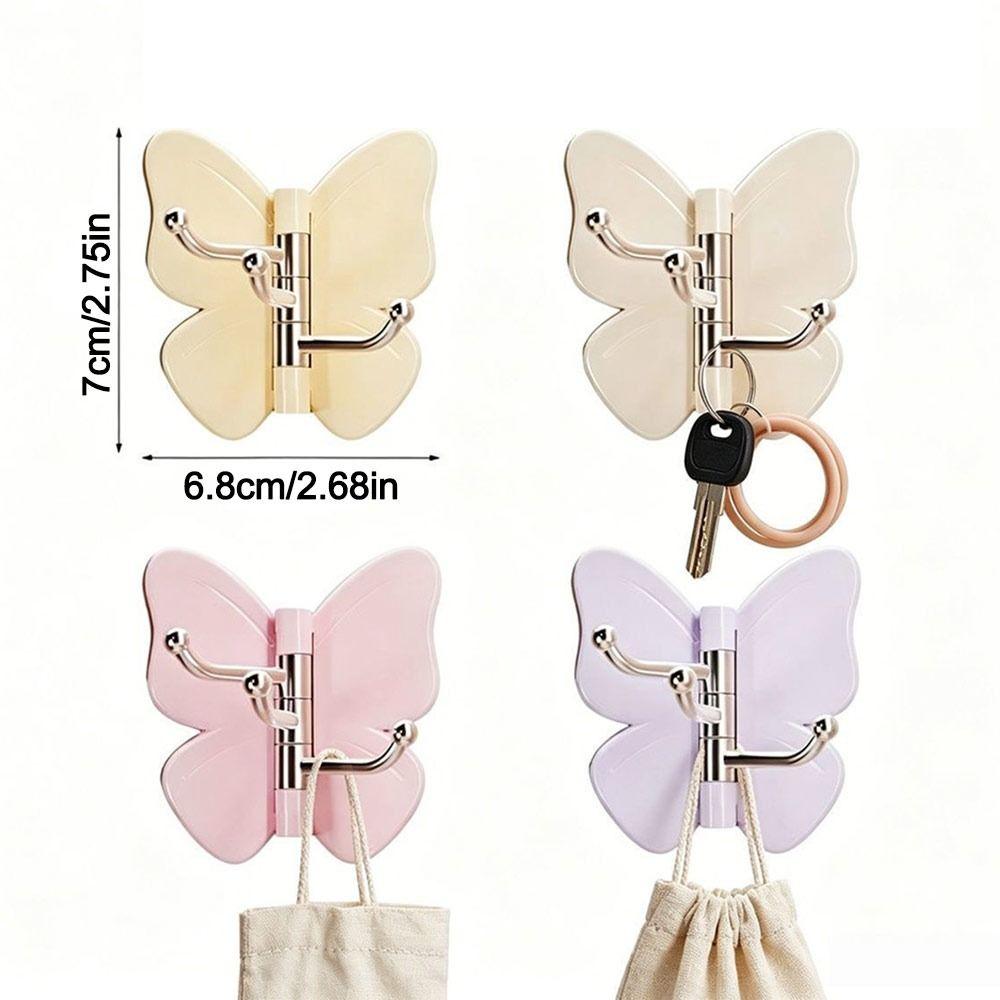 1/4PCS Plastic Butterfly Wall Hook Waterproof Adhesive Wall Hook  Kitchen Bathroom Storage