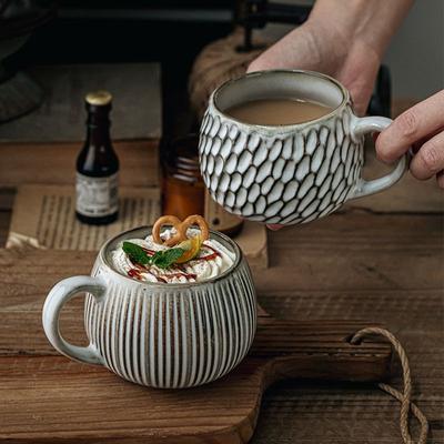 200 ml/375 ml Keramik-Kugelbecher im japanischen Stil, minimalistischer Retro-Kaffeebecher, Frühstücksbecher, Home-Office-Trinkgeschirr, Trinkwasserbecher