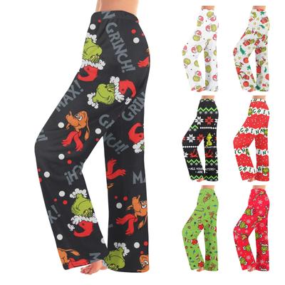 Kids Winter Pants Full Length Long Trousers Flannel Christmas Printed Pants