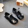 Girls leather shoes 2025 autumn new girls bow crystal princess shoes fashion children soft sole casual shoes