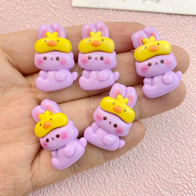 10Pcs New Cute Cartoon Rabbit Series Flat Back Ornament Jewelry Bows Accessories