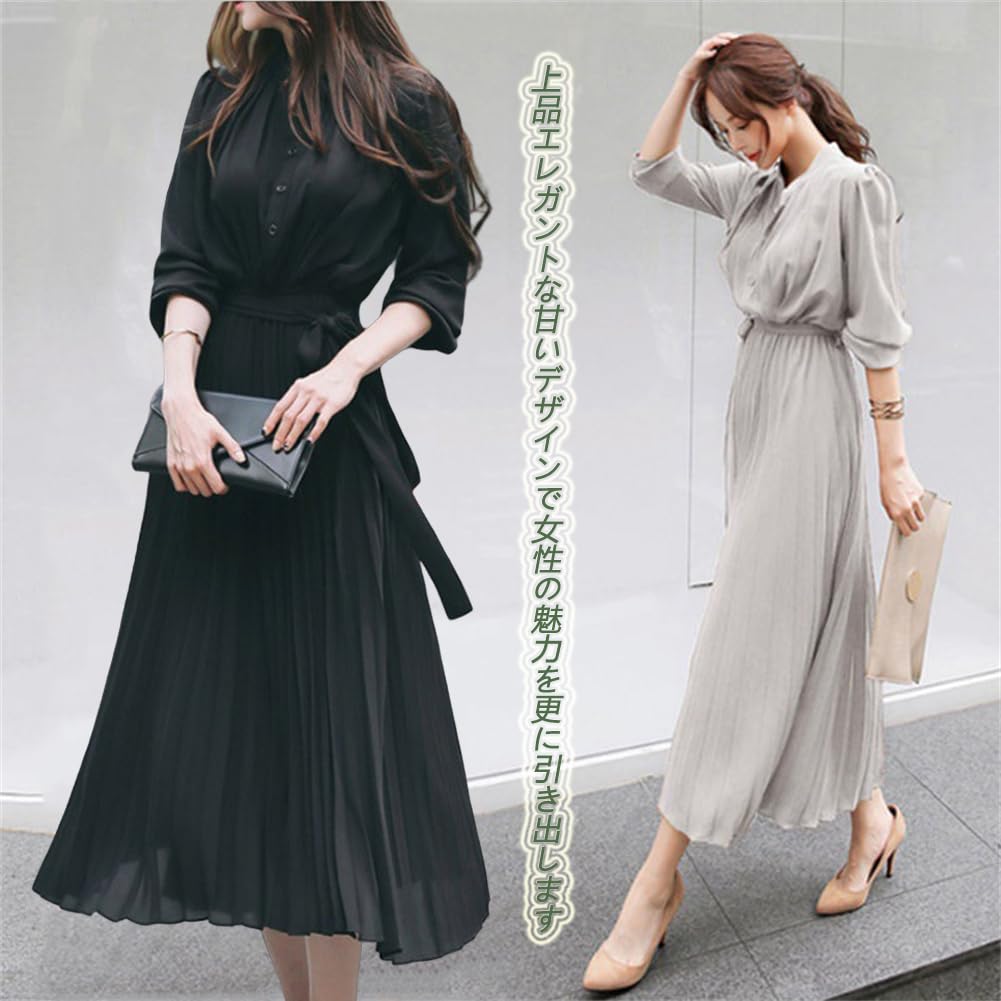 Pleated Chiffon Long Long Perfect for and Fall [SDSXZWG] Dress, Women's Dress, Sleeves, Cute, Slimming, Stylish, Elegant, Dates, Commuting, Weddings,