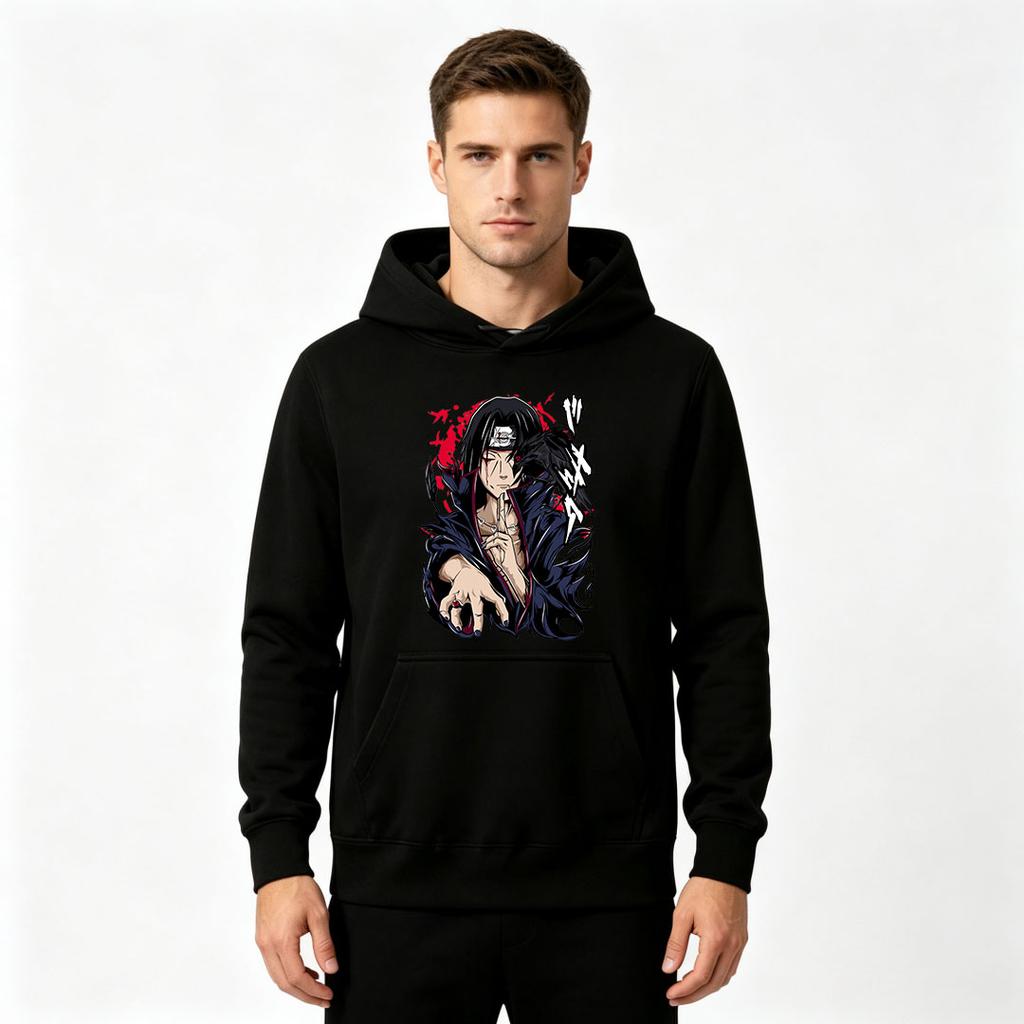 Men Anime Print Pullover Hoodie Long Sleeve Casual Sweatshirt for Daily Wear