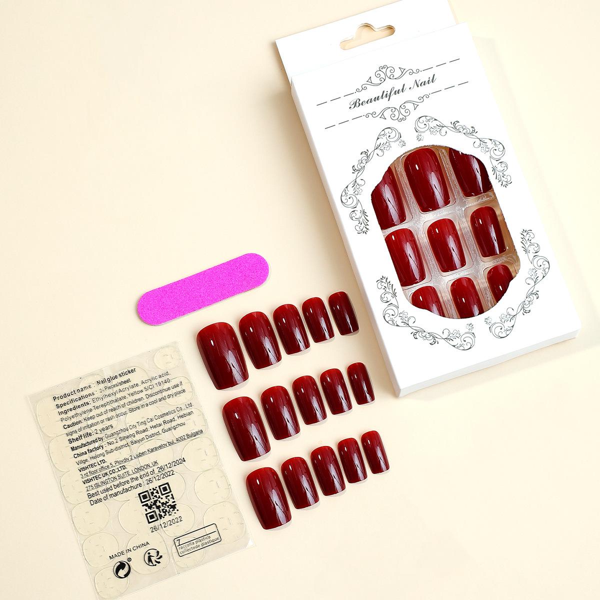 

Съемные красные прямоугольные накладные ногти - Продвинутый носимый маникюр