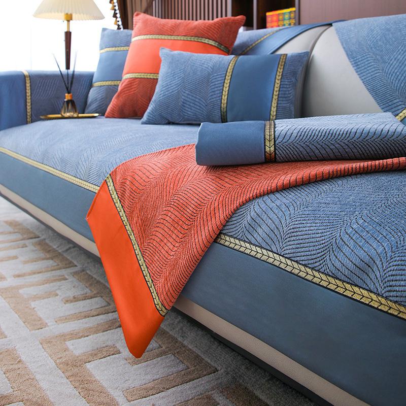 Luxury Sofa Cushion Summer Light Luxury and Simplicity Modern Fashion High-End Genuine Leather Four Seasons Universal Non-Slip Sofa Cover Towel